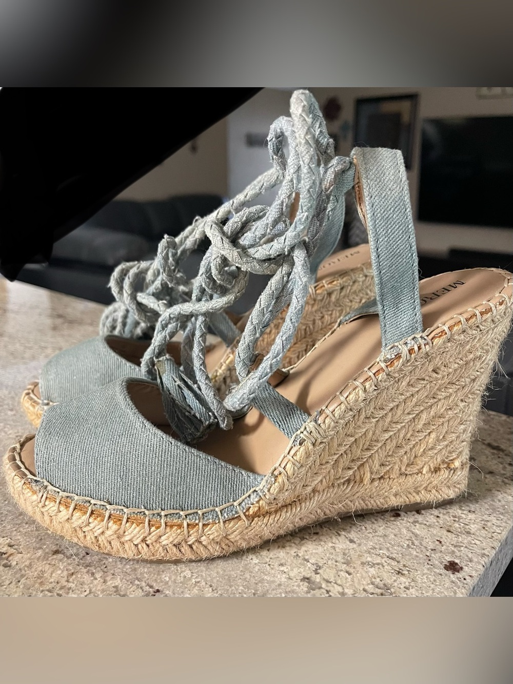 Merona Espadrille Wedge Lace-Up Sandals - Light Blue